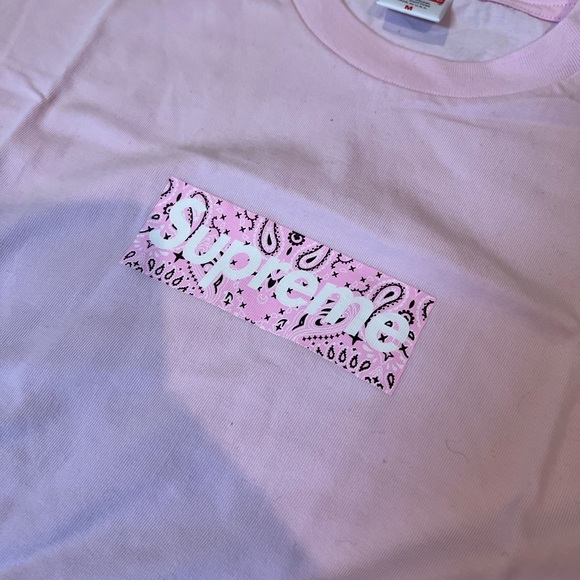 Supreme Pink Bandana Box Logo Tee - Picture 2 of 5